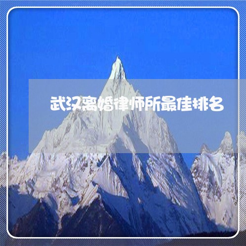 武汉离婚律师所最佳排名