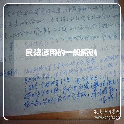 民法适用的一般原则