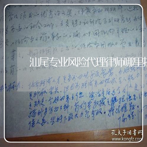 汕尾专业风险代理律师哪里找