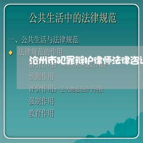 沧州市犯罪辩护律师法律咨询