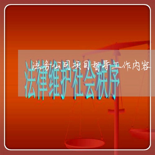 法务公司项目督导工作内容 法务公司项目督导工作内容