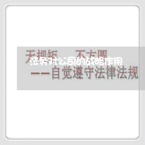 法务对公司的战略作用 法务对公司的战略作用