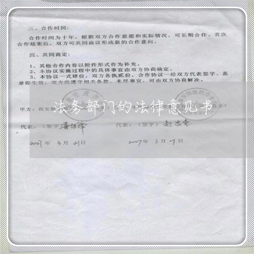 法务部门的法律意见书 法务部门的法律意见书