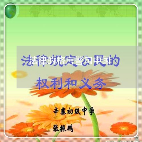 法律的格言警句中国