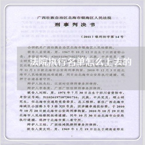 法院执行名单怎么上去的