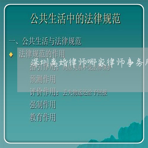 深圳离婚律师哪家律师事务所好