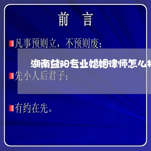 湖南益阳专业婚姻律师怎么找