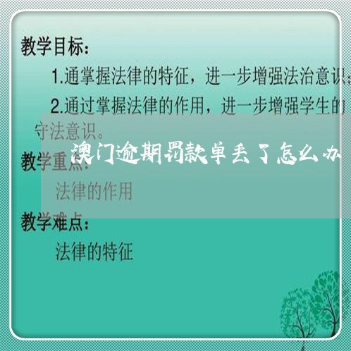 澳门逾期罚款单丢了怎么办