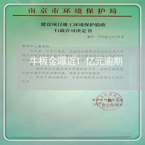 牛板金曝近1亿元逾期