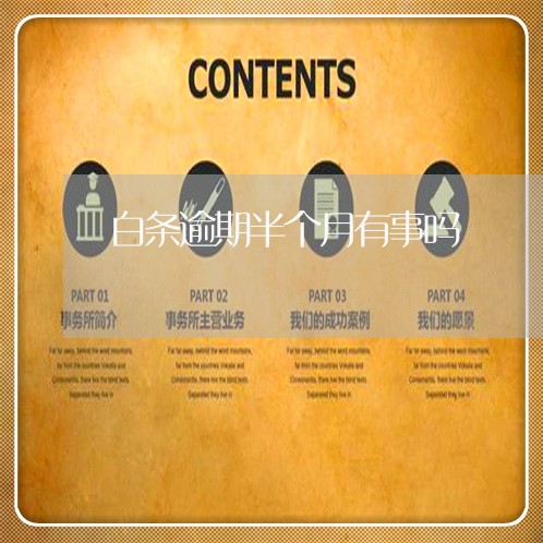 白条逾期半个月有事吗