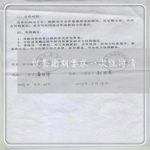 白条逾期要求一次性付清
