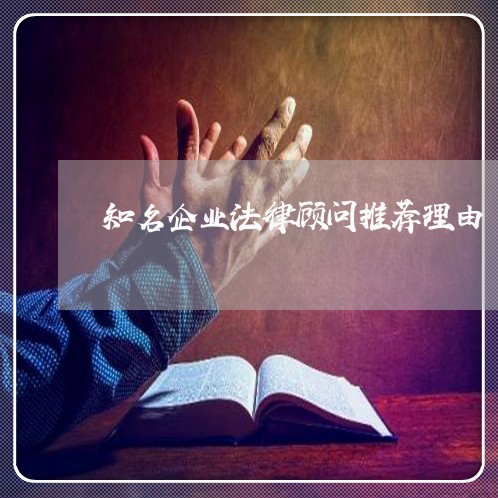 知名企业法律顾问推荐理由 知名企业法律顾问推荐理由