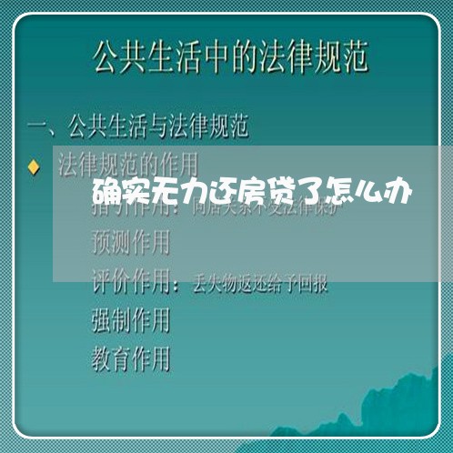 确实无力还房贷了怎么办/2023060895919