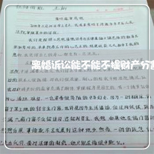 离婚诉讼能不能不提财产分割