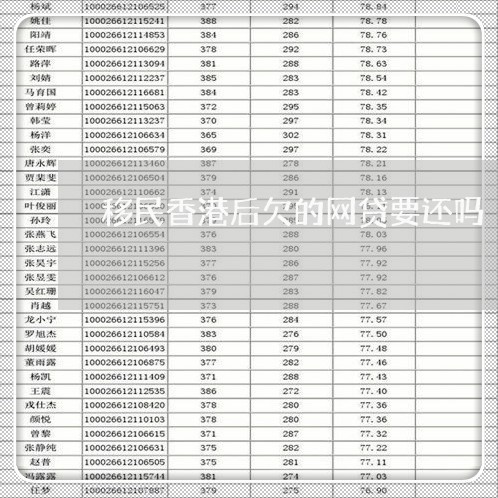 移民香港后欠的网贷要还吗 移民香港后欠的网贷要还吗