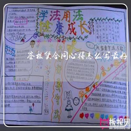 签租赁合同心得怎么写最好/2023042385805 签租赁合同心得怎么写最好/2023042385805