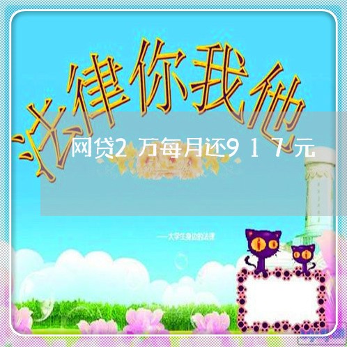 网贷2万每月还917元/2023120730582