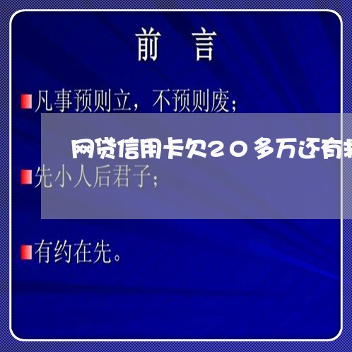 网贷信用卡欠20多万还有救吗 网贷信用卡欠20多万还有救吗