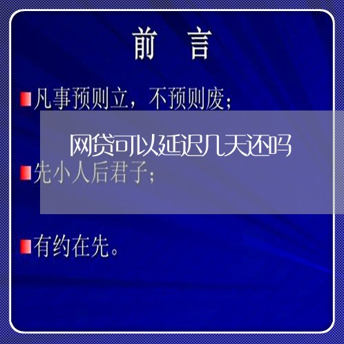 网贷可以延迟几天还吗/2023020628761