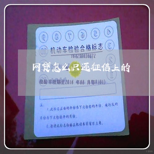 网贷怎么只还征信上的/2023120716948