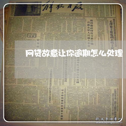 网贷故意让你逾期怎么处理 网贷故意让你逾期怎么处理