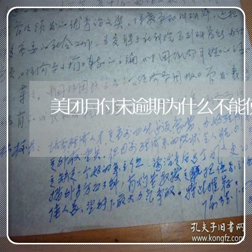 美团月付未逾期为什么不能使用