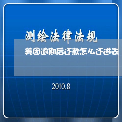 美团逾期后还款怎么还进去/2023042465016