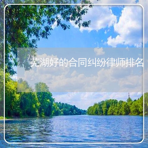 芜湖好的合同纠纷律师排名