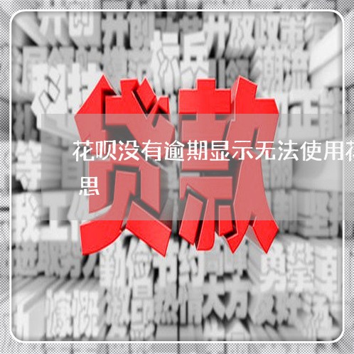 花呗没有逾期显示无法使用花呗购物什么意思