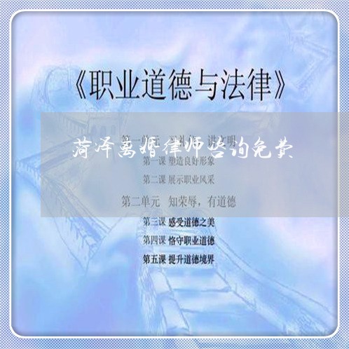 菏泽离婚律师咨询免费