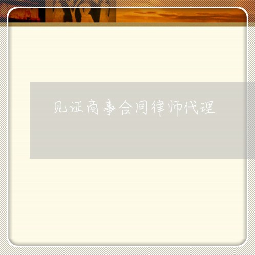 见证商事合同律师代理 见证商事合同律师代理