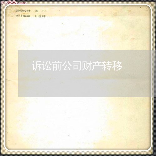 诉讼前公司财产转移