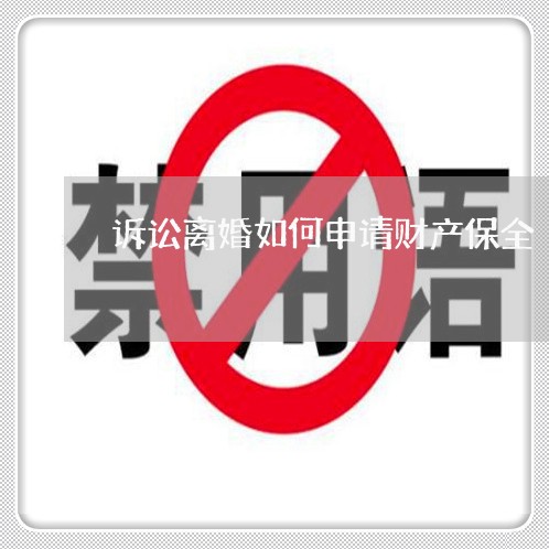 诉讼离婚如何申请财产保全