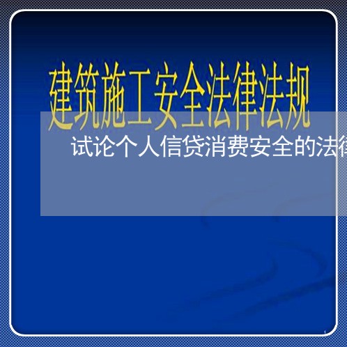 试论个人信贷消费安全的法律保护 试论个人信贷消费安全的法律保护