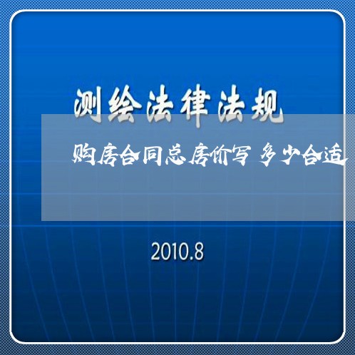 购房合同总房价写多少合适/2023040495058 购房合同总房价写多少合适/2023040495058