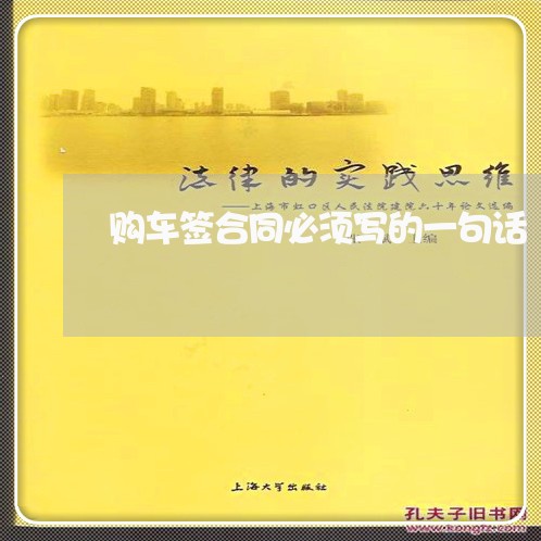 购车签合同必须写的一句话/2023061669371 购车签合同必须写的一句话/2023061669371