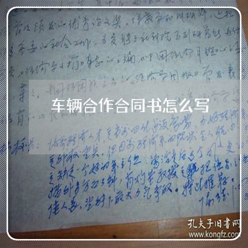 车辆合作合同书怎么写/2023022681471 车辆合作合同书怎么写/2023022681471