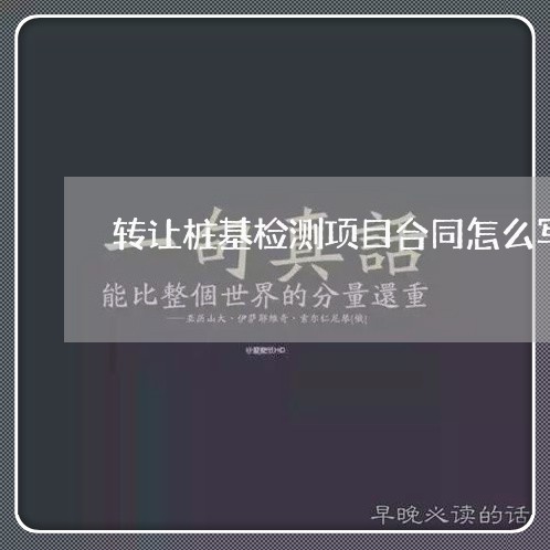 转让桩基检测项目合同怎么写/2023011615938 转让桩基检测项目合同怎么写/2023011615938