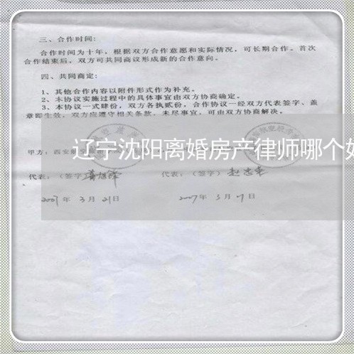 辽宁沈阳离婚房产律师哪个好