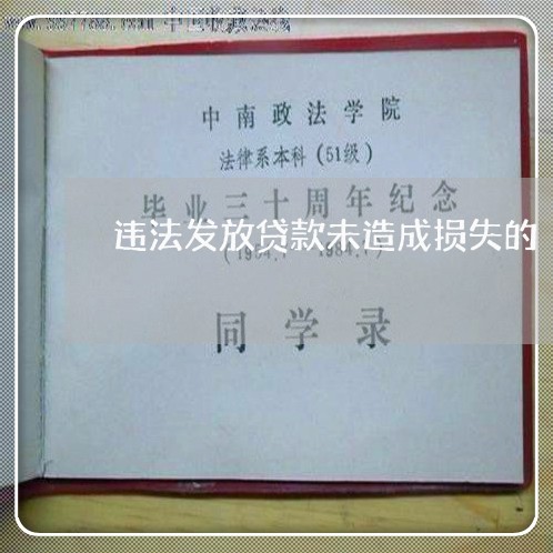 违法发放贷款未造成损失的 违法发放贷款未造成损失的