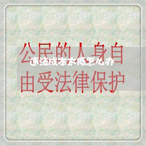 违法成本太低怎么办 违法成本太低怎么办