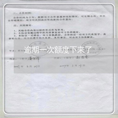 逾期一次额度下来了 逾期一次额度下来了