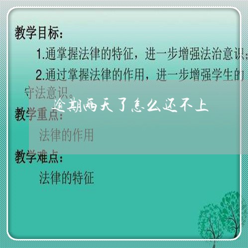逾期两天了怎么还不上