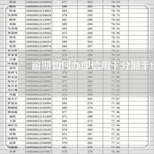 逾期如何办理信用卡分期手续/2023062971592