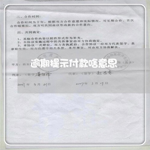 逾期提示付款啥意思 逾期提示付款啥意思