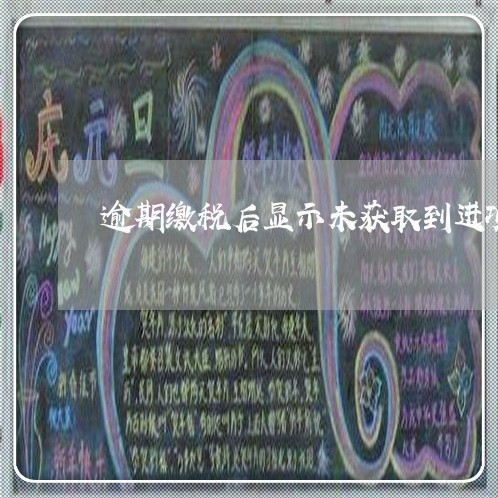 逾期缴税后显示未获取到进项信息 逾期缴税后显示未获取到进项信息