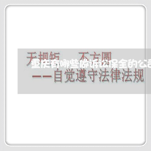 重庆有哪些做诉讼保全的公司 重庆有哪些做诉讼保全的公司