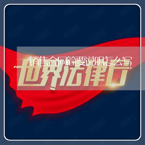 销售合同简要说明怎么写/2023022683615 销售合同简要说明怎么写/2023022683615