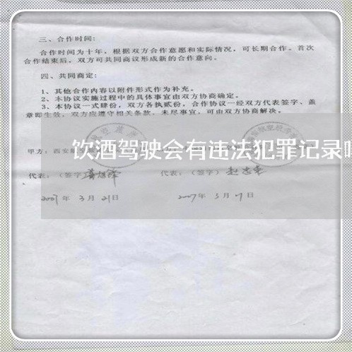 饮酒驾驶会有违法犯罪记录吗
