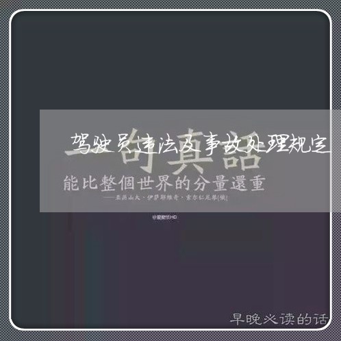 驾驶员违法及事故处理规定